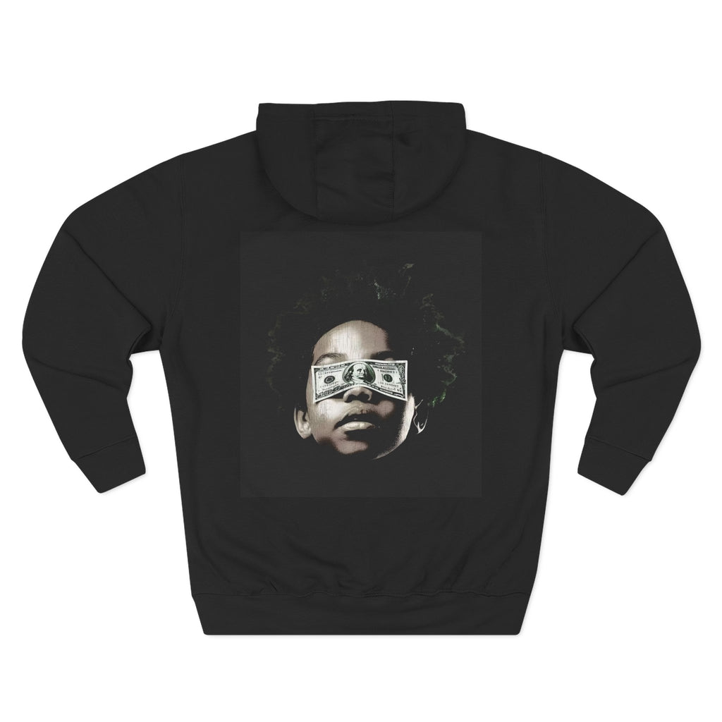 Fleece Hoodie — Portrait with Dollar-Note Eye Mask Graphic